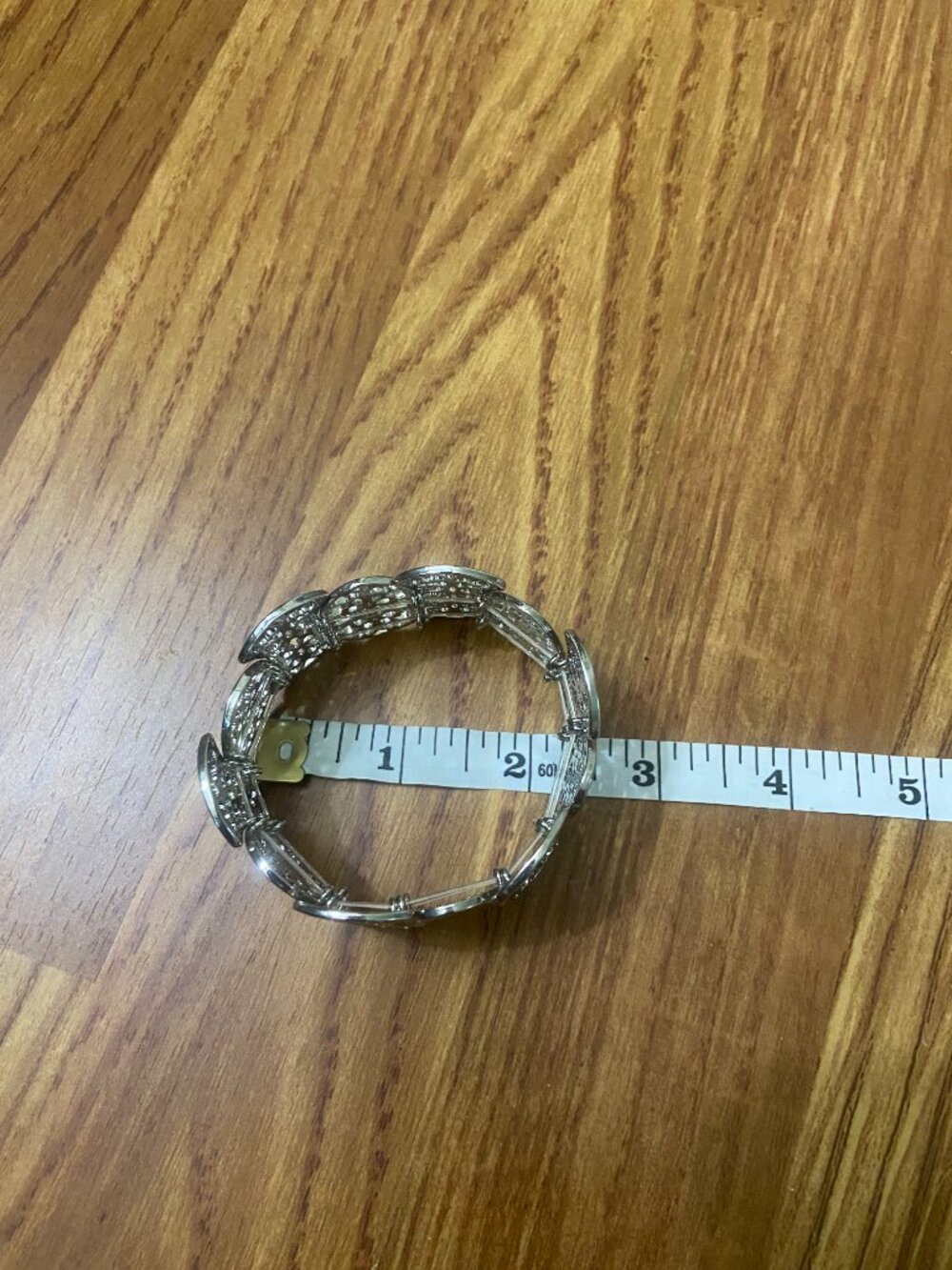 Silver wide bracelet. Stretchy. - Picture 3 of 3